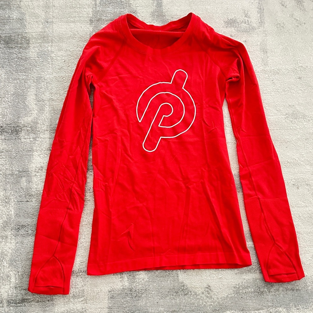 Lululemon Swiftly Peloton Long Sleeve Shirt Red/Orange Size 4